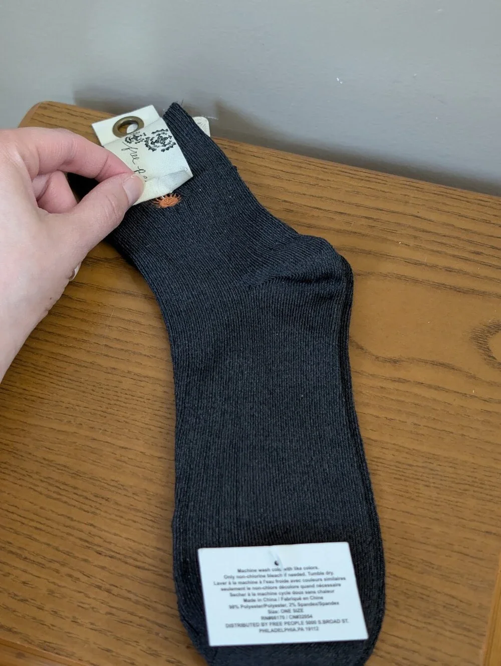 Free People Small Embroidered Sun Ribbed Socks